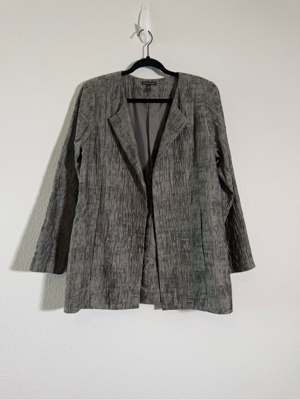 Eileen Fisher Silk Blend Textured Blazer Quiet Luxury‎ Minimalist Capsule Jacket